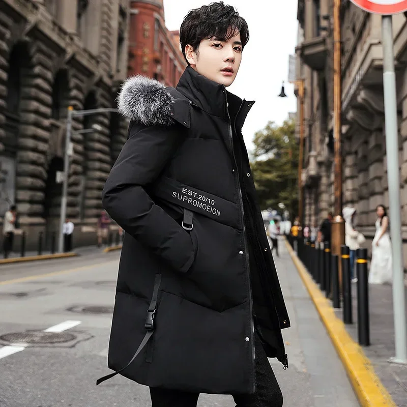 

Men's Mid Length Winter New Youth Hooded Thickened Warm Down Jacket