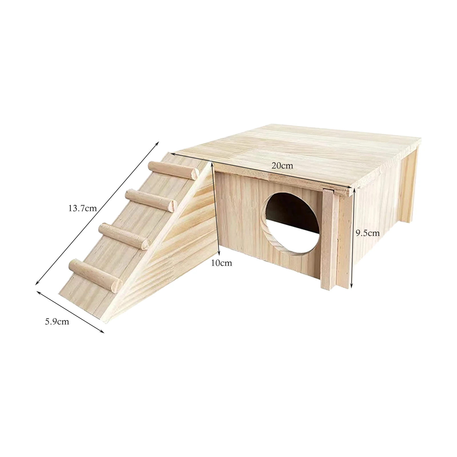 Hamster Wood House Sleeping House Cabin with Ladder and Window Cage Accessories for Gerbils Mouse Chinchilla