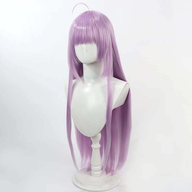 Pelucas de pelo sintético para Cosplay de Tashkent, juego de 100cm, peluca larga y recta de color morado claro, accesorios de disfraces para fiesta de Halloween