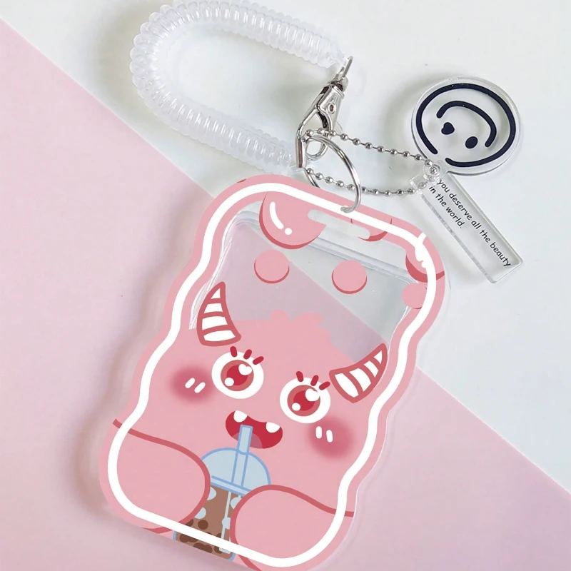 Transparent Card Sleeve with Lanyard Suitable for Student Bus/Meal Card Protection Case Kpop Photocard Holder Pendant Keychain