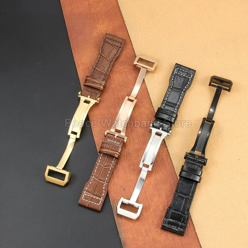 حزام ساعة من الجلد الطبيعي مع بطانة شبكية قابلة للتنفس ومقاومة للعرق لامعة طبيعية لـ IWC Pilot's Le Petit Prince Mark 18