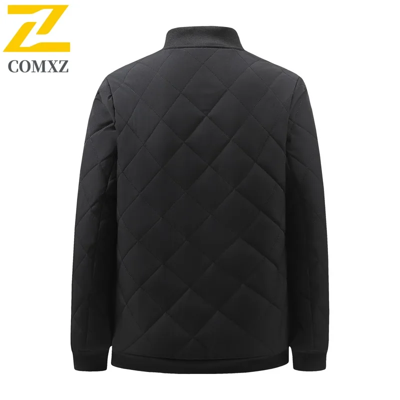 COMXZ Premium Mens Padding Coat Diamond Shaped Design Outdoor Skiing Lightweight Coat Fashion Daily Style Autumn Winter Wear