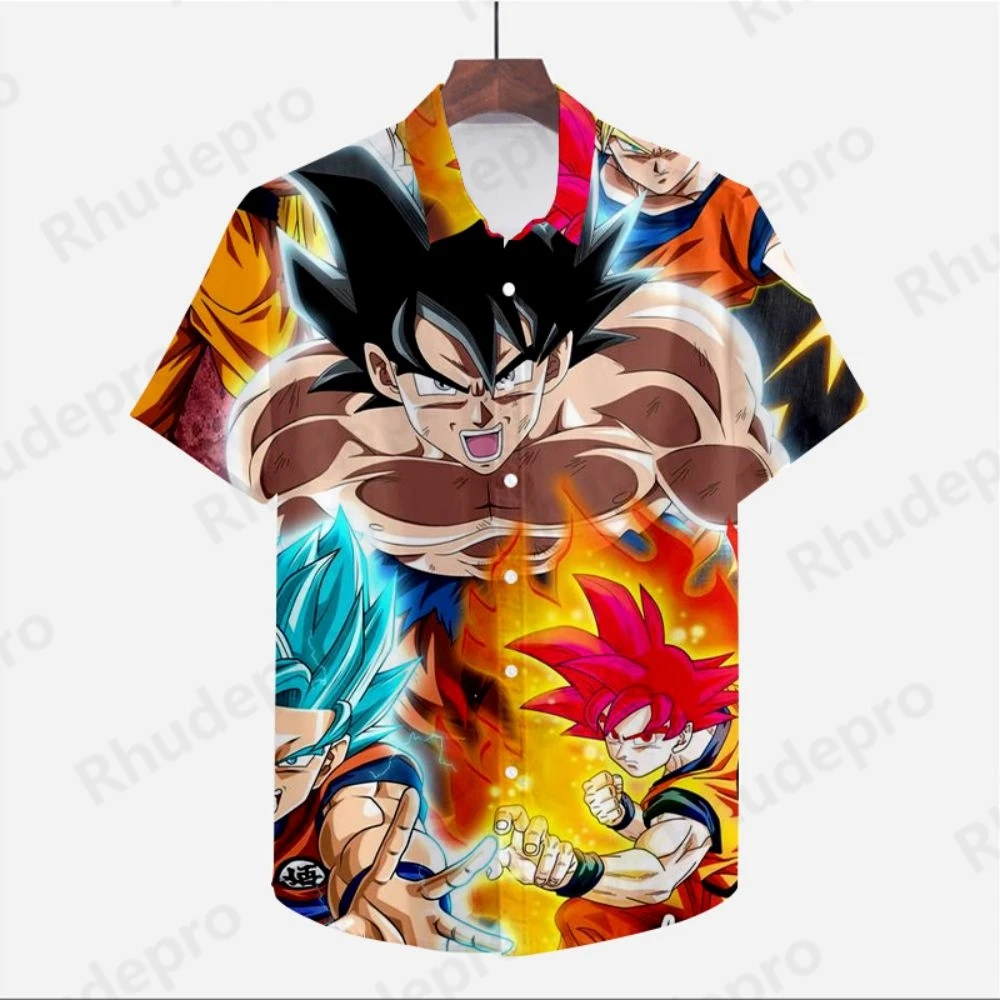 Chemise à Manches Courtes Dragon Ball Z pour Homme, Streetwear, Cool, Style Plage, Super Saiya, à la Mode, Harajuku Y2k, 2024