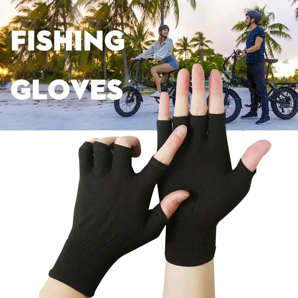 Fishing Takeout Express Three Fingers Bare Fingers Men's and Women's Gloves Ice Silk Touch Screen Sports Cycling Gloves