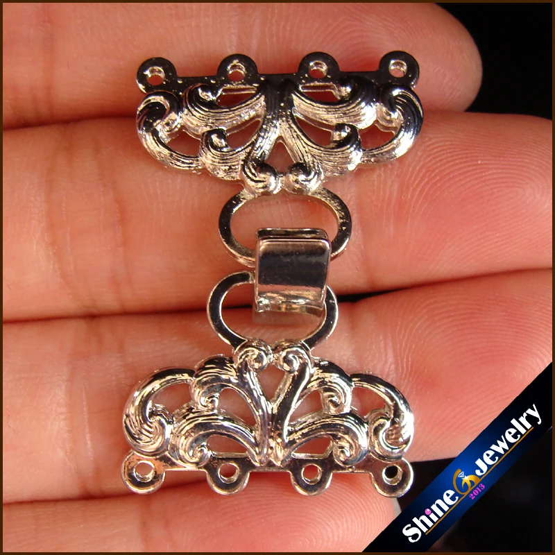 SorcerKeeper Wholesale 4 Strings Filigree Silver Plating Flower Toggle Clasps Connector FINDINGS Pearl clasp beads clasp