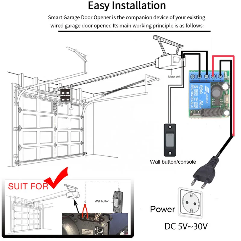 433 Mhz Universal Remote Control Wireless Switch 5V 12V 24V 30V 10A Relay Receiver Remote ON OFF for Led Light Gate Garage Door