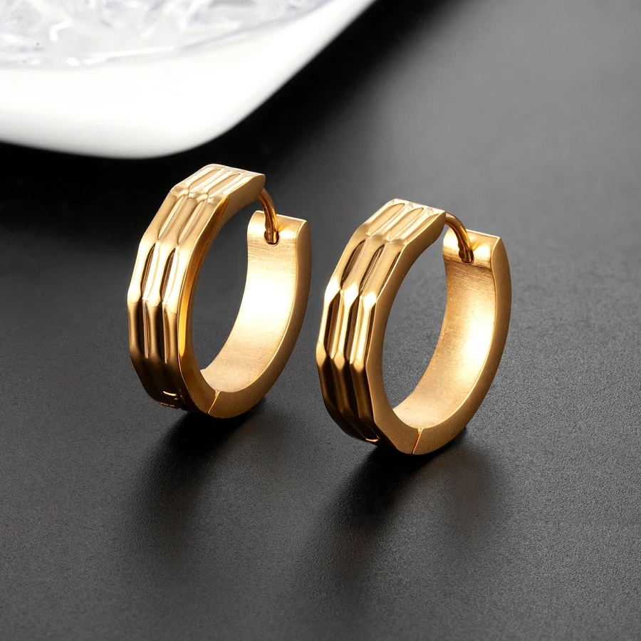 Minimalist-Bamboo Stainless Steel Ear Buckles Gold Bamboo Earrings Low-key Luxury Goods for Men and Women