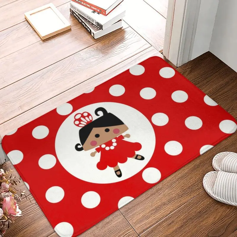 Custom Flamenco Dancer Polka Dot Doormat Anti-Slip Entrance Kitchen Bath Floor Door Mats Spanish Spain Dance Room Carpet Rug