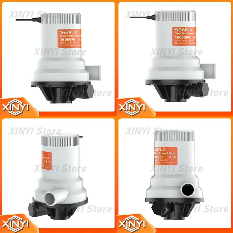 for Series 1600 GPH Dual Port Livewell Pump with NPT Inlet 12V Aerator Pump Long-life Motor Bilge Pump