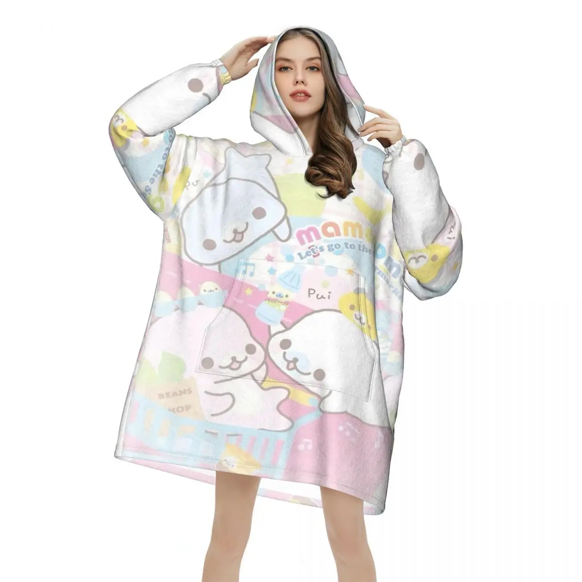 Mamegoma Wearable Blanket Hoodie for Women Men Oversized Sweatshirt Blanket with Pocket
