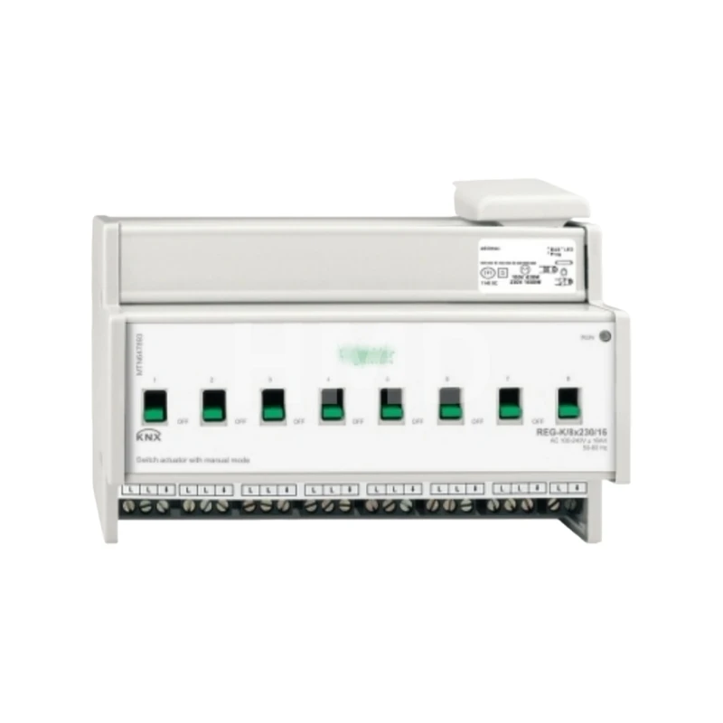

MTN647893 KNX Привод-выключатель 8-канальный 16А 230В для DIN-рейки, светло-серый