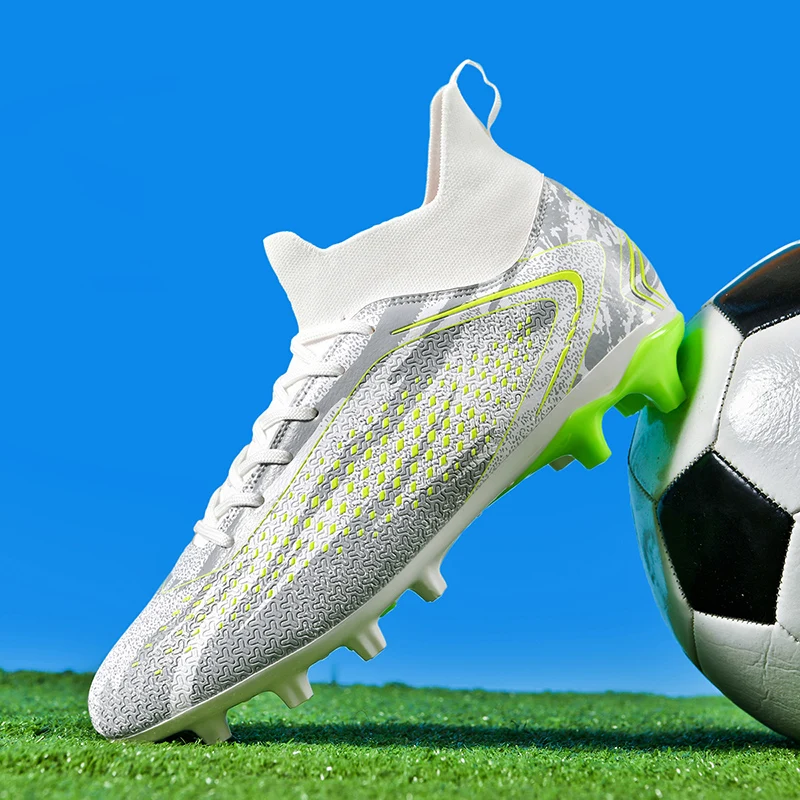 Unisex FG Cleats Training Athletic Non-Slip Long Studs High-Top Football Soccer Shoes for Youth