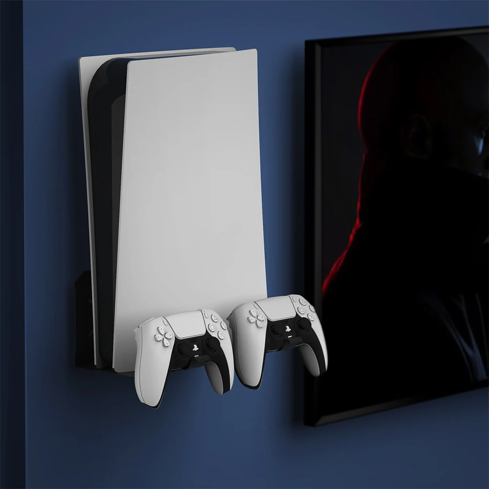 For PS5 Digital/Disc Edition Console Floating Shelf Hidden Wall Mount With Screws for PlayStation 5 Controllers Holder Bracket