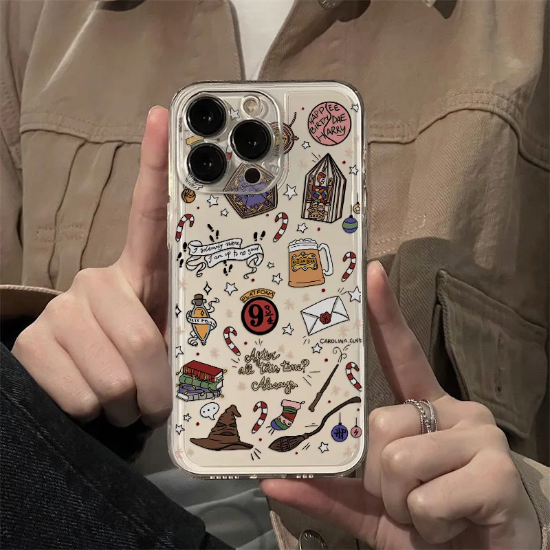 Art P-Potters Wand H-Harries Phone Case For iPhone 16 15 14 13 12 11 Mini Pro Max X XR XSMax 7 8 Plus Transparent Soft TPU Cover