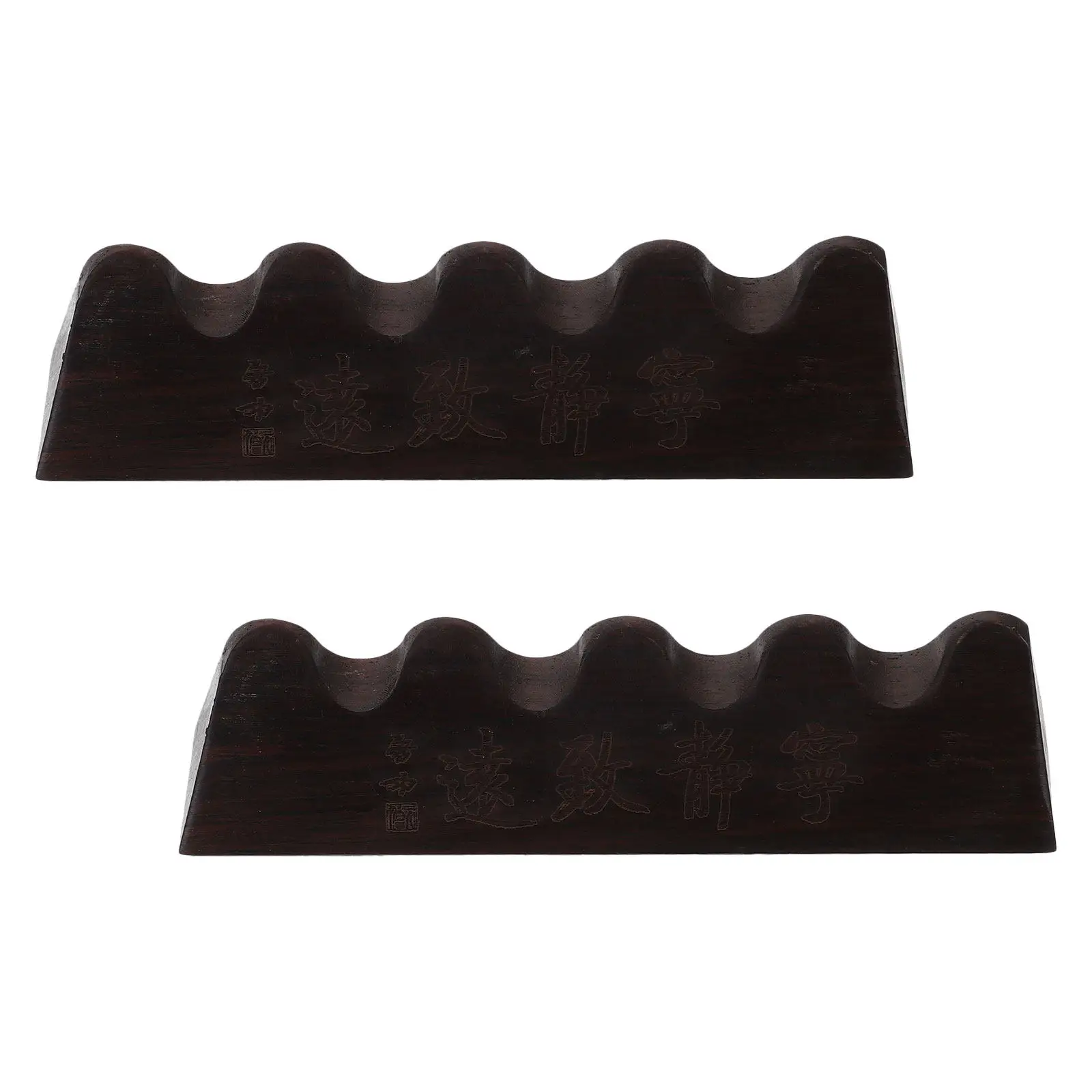 2Pcs Wood Chinese Ink Brush Rest Vintage Style Painting Brush Holder Stable Support Gentle Surface Protection Watercolor