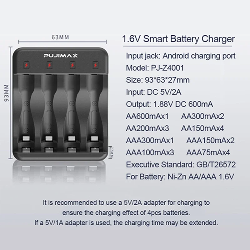 Für Wiederaufladbare Ni-Zn Batterie 4-slot Smart Schnelle Lade Smart Ni-Zn Batterie Ladegerät Anzeige Lade kabel Mit LED