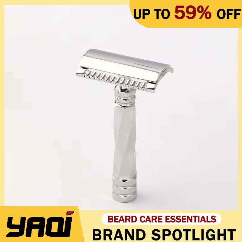 

Yaqi Cerberus Stainless Steel 0.65mm Blade Gap Safety Razor 77MM Length Handle Vintage Durability Grip Comfortable Shaving Razor