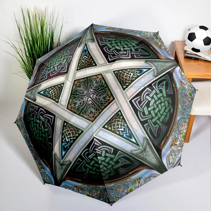 Witchcraft Pentagram Umbrella Automatic Open/close, Sturdy Iron Frame & 8-Rib Struct, Umbrella for Women & Men, Christmas Gifts