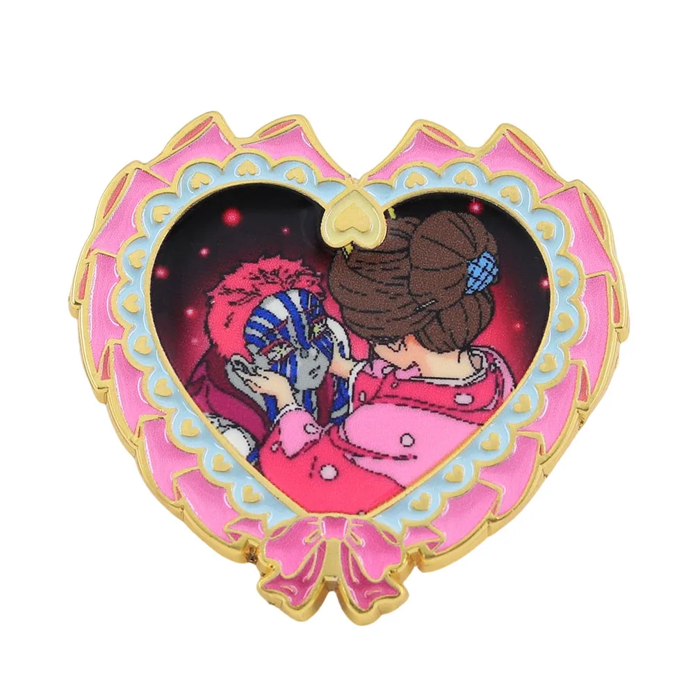 Akaza und Koyuki Paar Emaille-Brosche Rosa Herz Schleife Abzeichen Fan-Sammlerstück Anime-Merchandise Accessoires Geschenk für Freunde – Detail 7