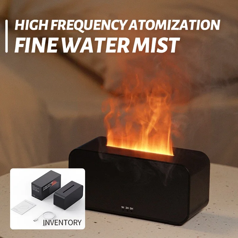 Ultrasonic Flame Air Humidifier Desktop Home Bedroom Aromatherapy Silent Essential Oil Diffuser Usb 7 Color Ambient Light