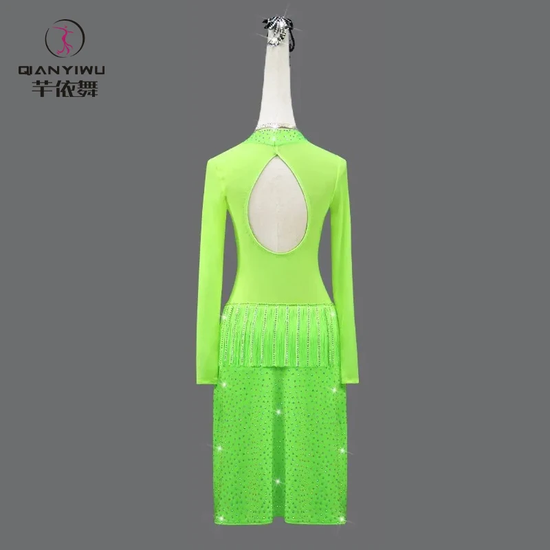 Vestido de Baile Latino con Flecos para Fiestas, Disfraces de Escenario, Ropa Sexy para Niñas, Traje de Práctica de Baile Elegante para Mujer, Ropa de Baile Nueva ropa para competicion danza latina flamenco falda niña