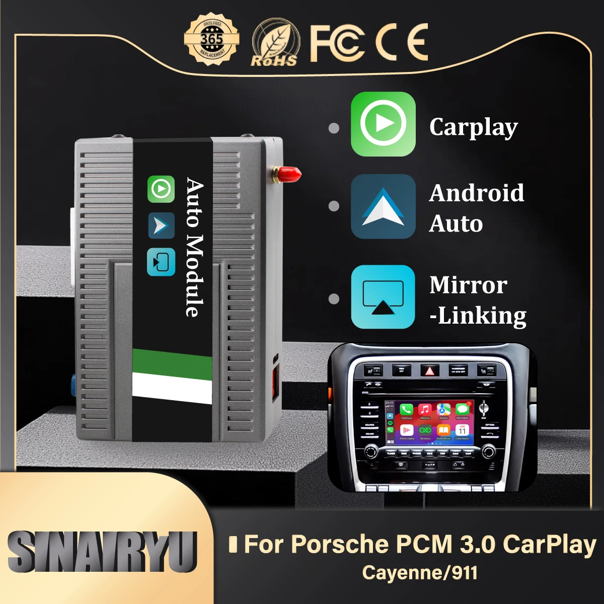 MJDXL Wireless Apple CarPlay Module For Porsche PCM3.0 Android Auto Mirror-link 911 Mancan Panamera Cayenne Car Retrofit Kit