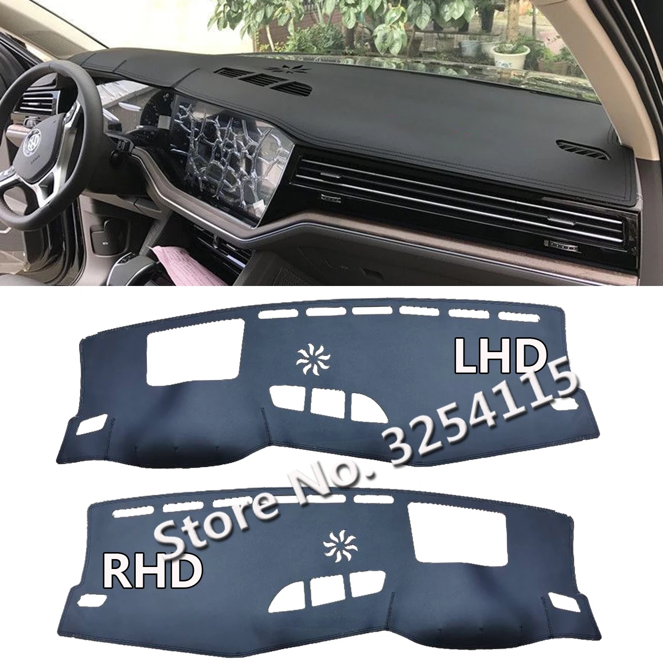 

PU Leather Dashmat Suede Dashboard Cover Pad Dash Mat Car Accessories for Volkswagen VW Touareg CR MK3 2019- 2026 2021 2022 2023