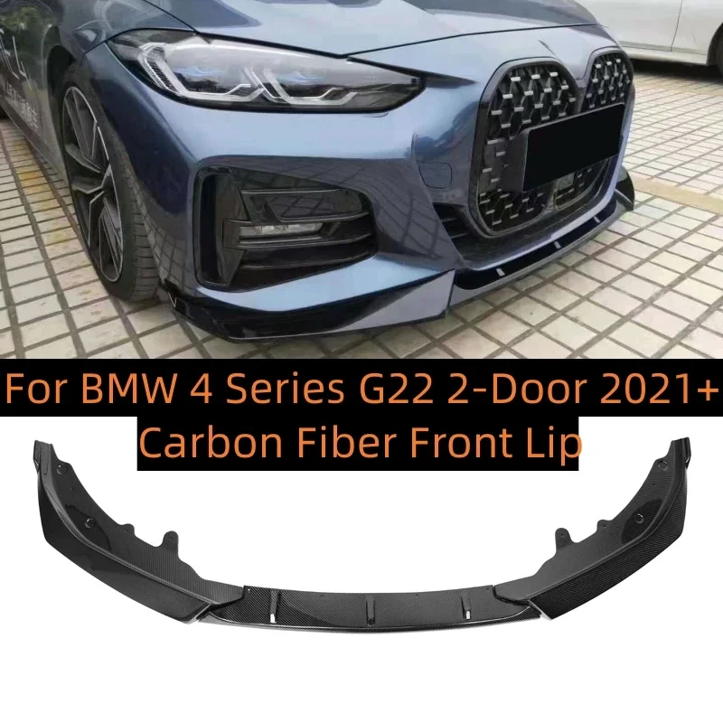 3PCS FD Style Carbon Fiber Front Splitter Lip For Bmw G22 Bumper Spoiler Diffuser 420i 430i 420d 430d M440i 2021 Bodykits Tuning