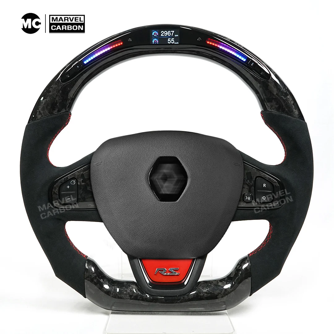 

100% Carbon Fiber Steering Wheel Display LED Performance Compatible with Renault Clio