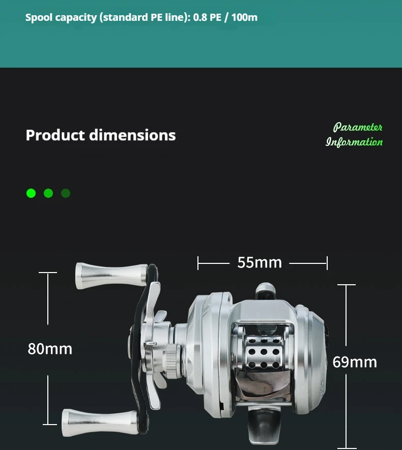 Lizard Fishing BOKI DC runde Baitcast-Rolle mit elektronischer Bremse, Micro-Casting, rostbeständig, Baitcast Angelrolle für Bäche – Detail 7