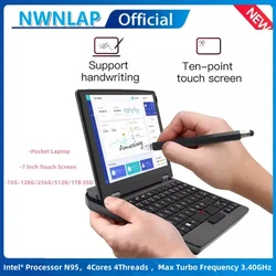 Mini Notebook Portátil com Tela Sensível Ao Toque, Netbook, Win 10 Pro, Mini PC, Micro Computador, Notebook, N4000, BT 4.2, 12G, 128GB, 7 polegadas