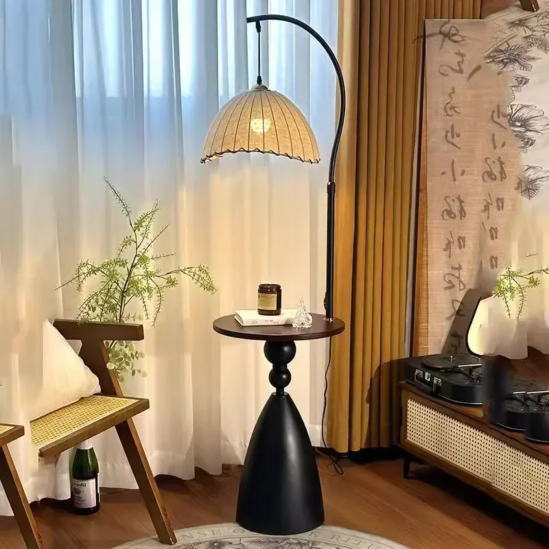 

Fabric Lampshade Led Floor Lamps for Living Room Sofa Side Wireless Charging Standing Lamp Ambient Lights Bedroom Bedside Light