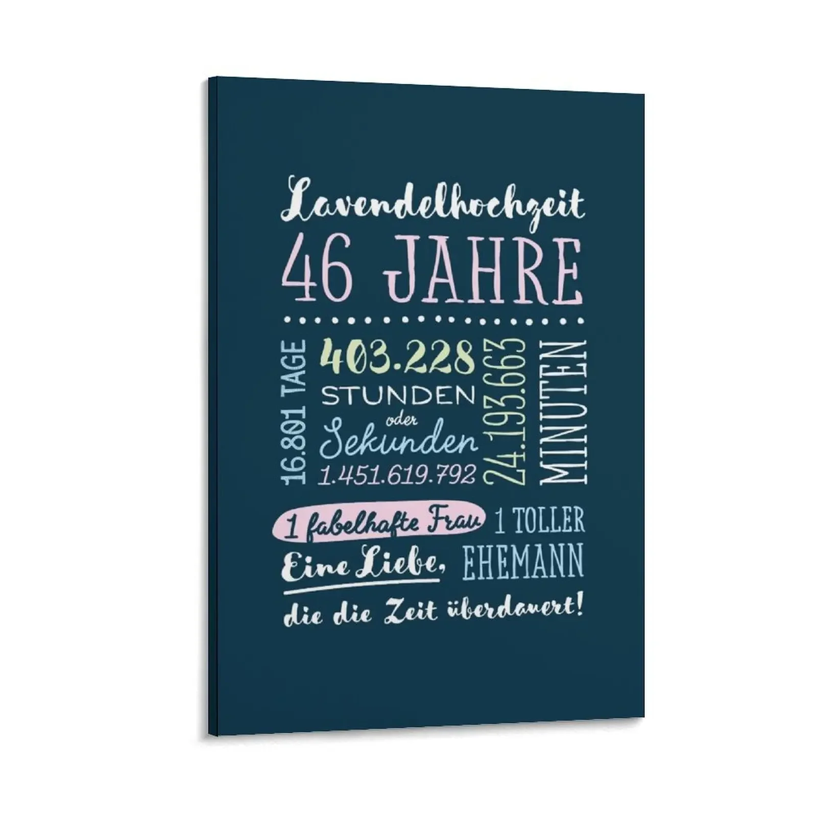 

Lavendelhochzeit 46 Jahre Hochzeitstag Geschenk Mann Frau Canvas Painting bedroom decor wall frame for living room