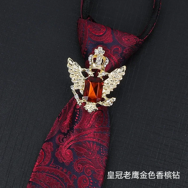 Vintage Knight Business Shirt Tie Buckle Collar Clip Tie Hoop Rudder Eagle Tie Hoop Crystal Rhinestone Jewelry Men Accessories