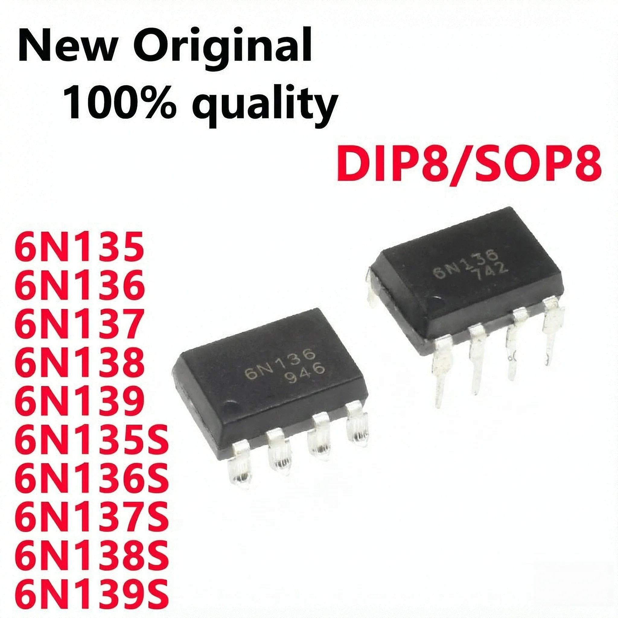 20/PCS New Original 6N135 6N136 6N137 6N138 6N139 DIP 6N135S 6N136S 6N137S 6N138S 6N139S SOP Optocoupler chip In Stock