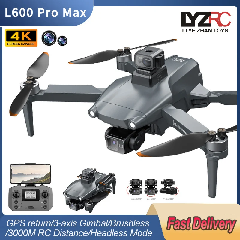 Drone GPS L600 PRO MAX/PRO, caméra HD professionnelle 4K, cardan 3 axes 5G FPV, sans balais, en option, pour éviter les obstacles, quadrirotor