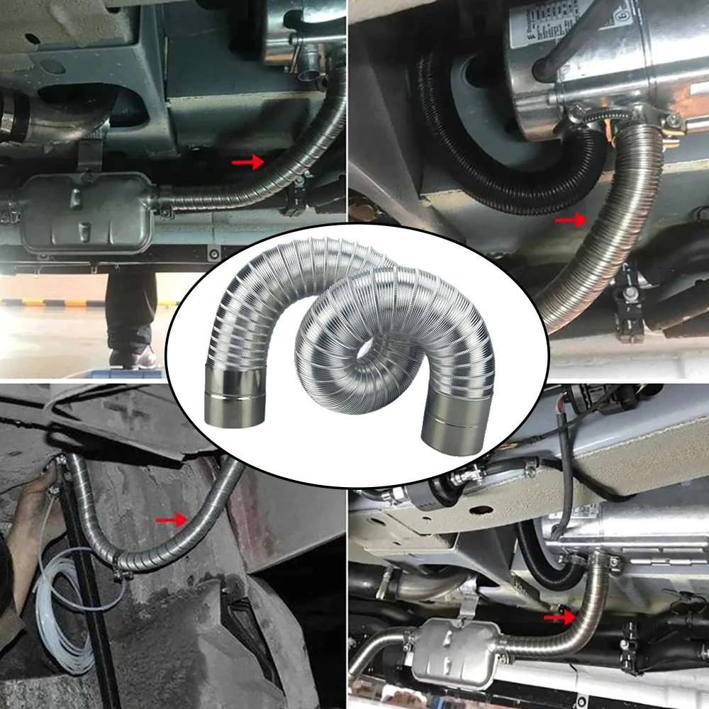 Stainless Steel Exhaust Duct Pipe for Car Caravan Camper Liquid Heater 1.2/1.5M Diameter 40mm/70mm Durable Automotive Accessory