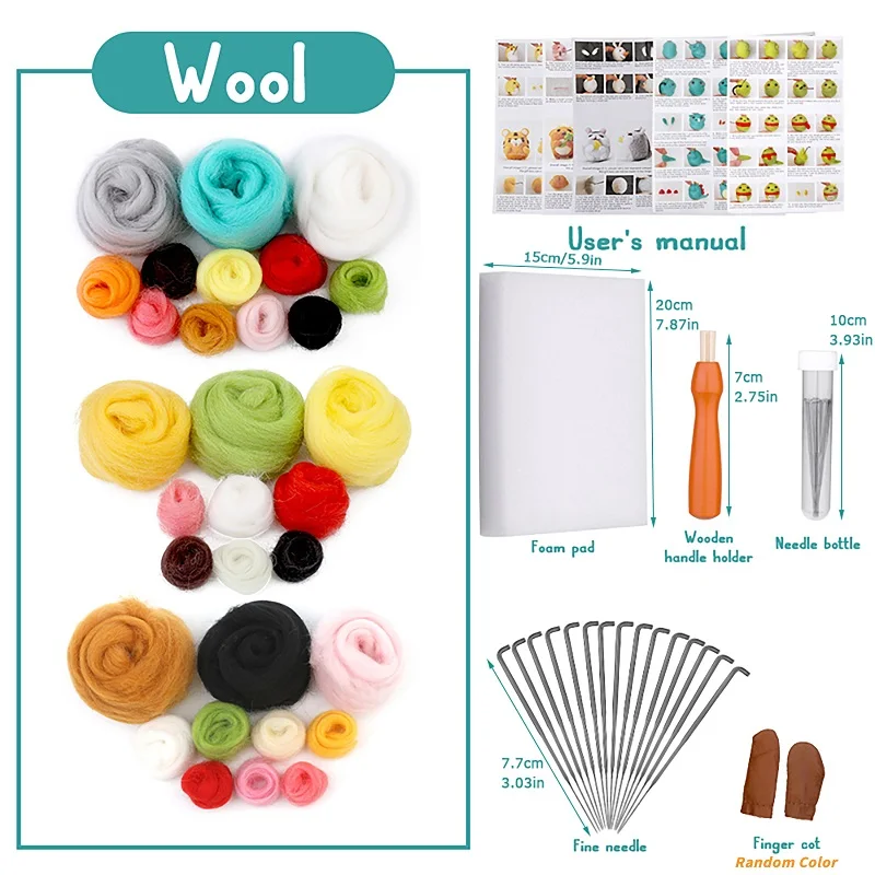 9Pcs Animal Making Manual Needle Felting Sets Needle Felting Starter Kit Wool Felt Tools with Instruction for Felted Supplies