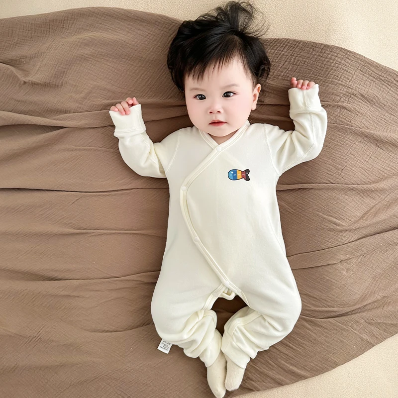 

Warmth Baby Rer Long Sve Silk Spwear Fall Winter Open-Middle Design Comfortable Baby Outfit Chinese Brand
