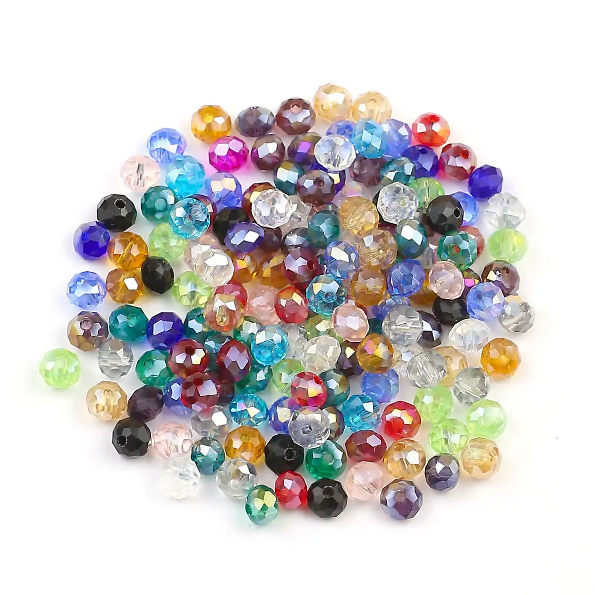 BTFBES 6mm 50pcs Faceted Flat Round Austrian Crystals Loose Bead Glass Ball for Bracelet Necklace Jewelry Making DIY Accessories