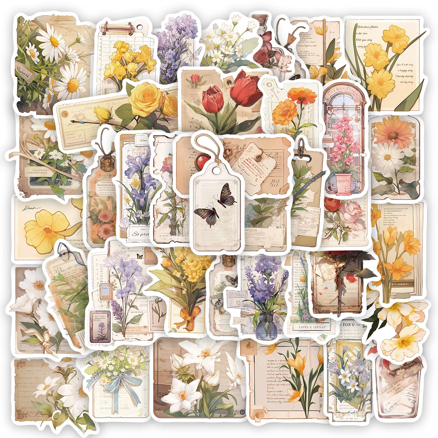 50 pçs flor tempo diversão adesivos diy caso de telefone portátil copo água computador brinquedo adesivos