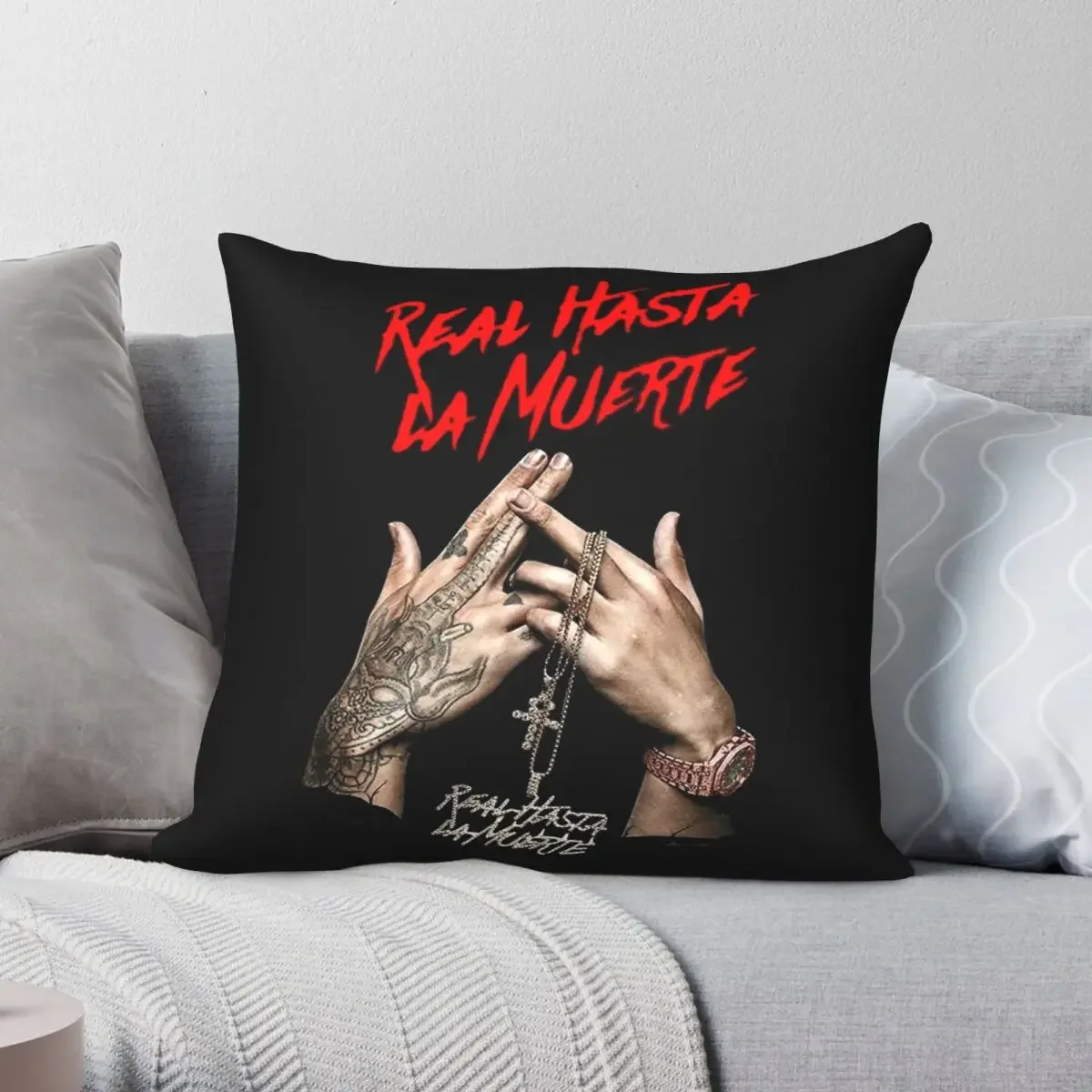 Anuel AA Real Hasta La Muerte Pillowcase Polyester Linen Printed Decor Throw Pillow Case Room Cushion Cover Wholesale