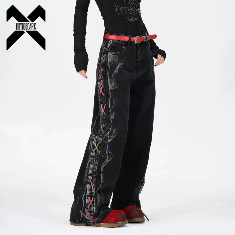 

Новинка 2026, потертые джинсы High Street, весенние широкие джинсовые брюки, винтажные брюки-карго большого размера, уличная одежда