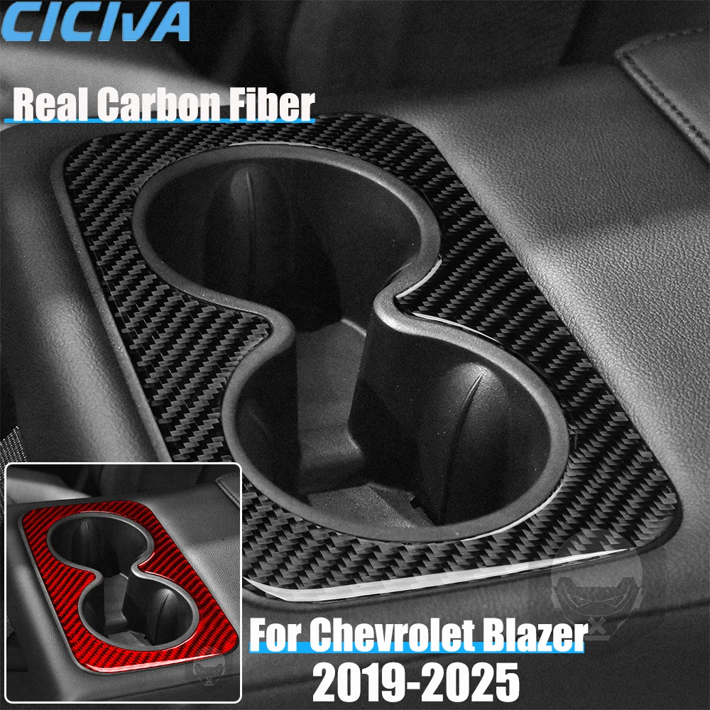 

Real Carbon Fiber Car Accessories Rear Cup Holder Cover Soft Sticker For Chevrolet Blazer 2019 2020 2021 2022 2023 2024 2025