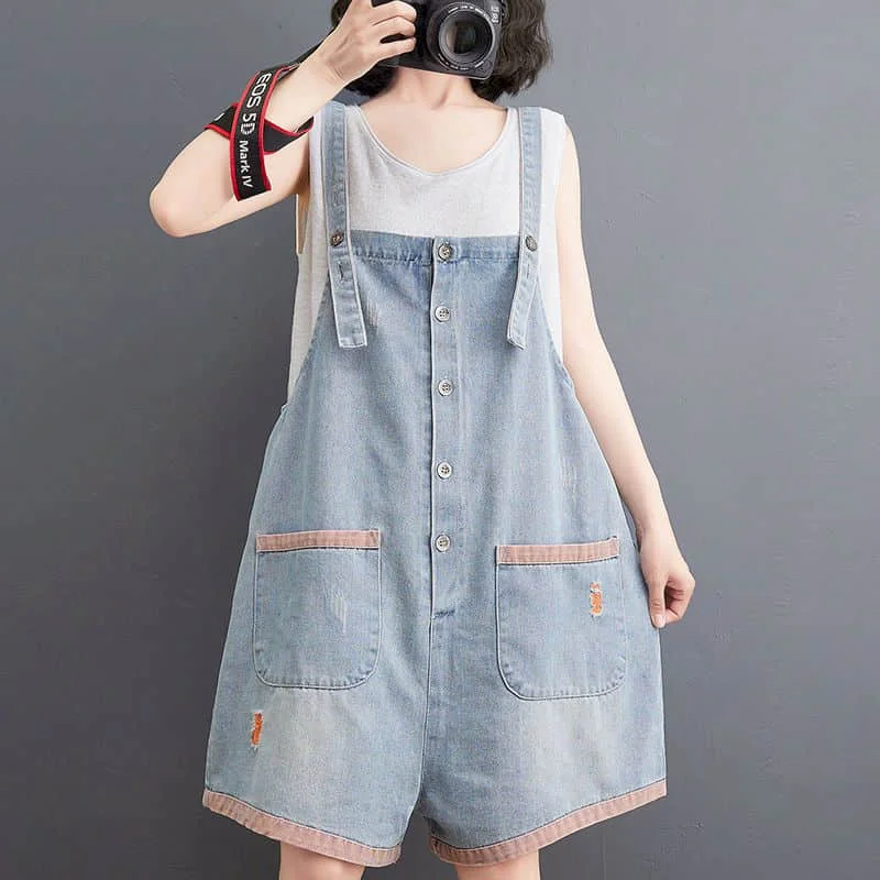 

Denim Jumpsuits for Women Korean Style Vintage Playsuits Wide Leg Pants Loose Trousers Oversized Overalls for Women Clothes