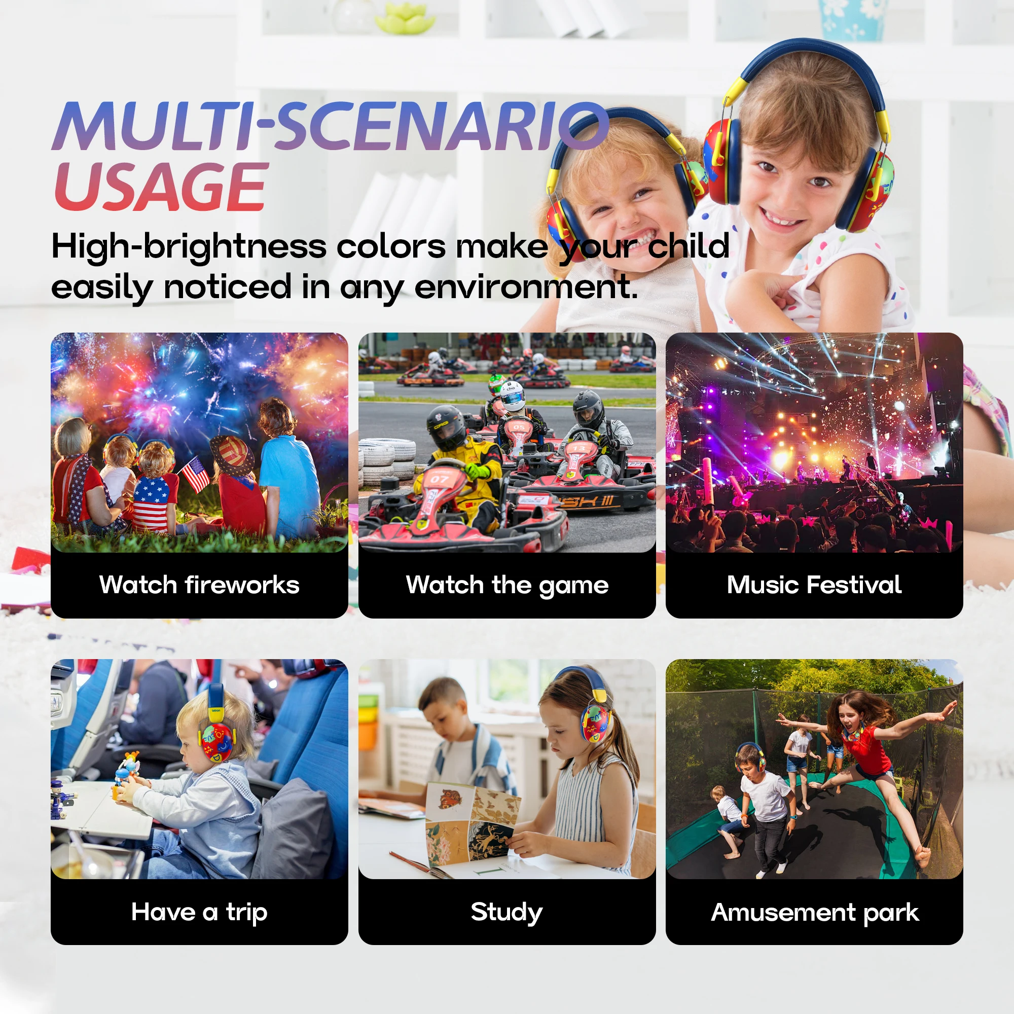 Модернизированные детские наушники для защиты ушей NRR 25 дБ, наушники с шумоподавлением для детей и малышей от 3 до 16 лет