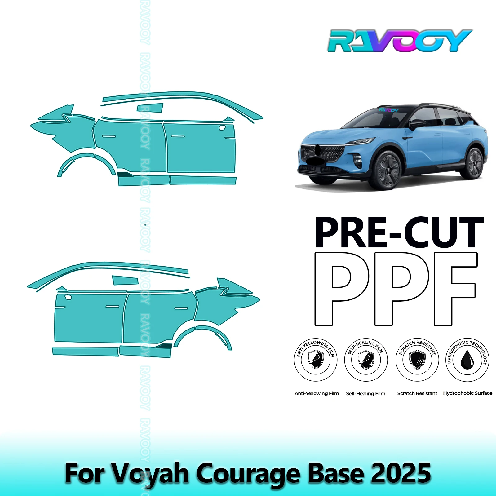 

For Voyah Courage Base 2025 8.5mil Clear Matte Pre-Cut PPF Door & A/B Pillar Kit TPU Paint Protection Film Set