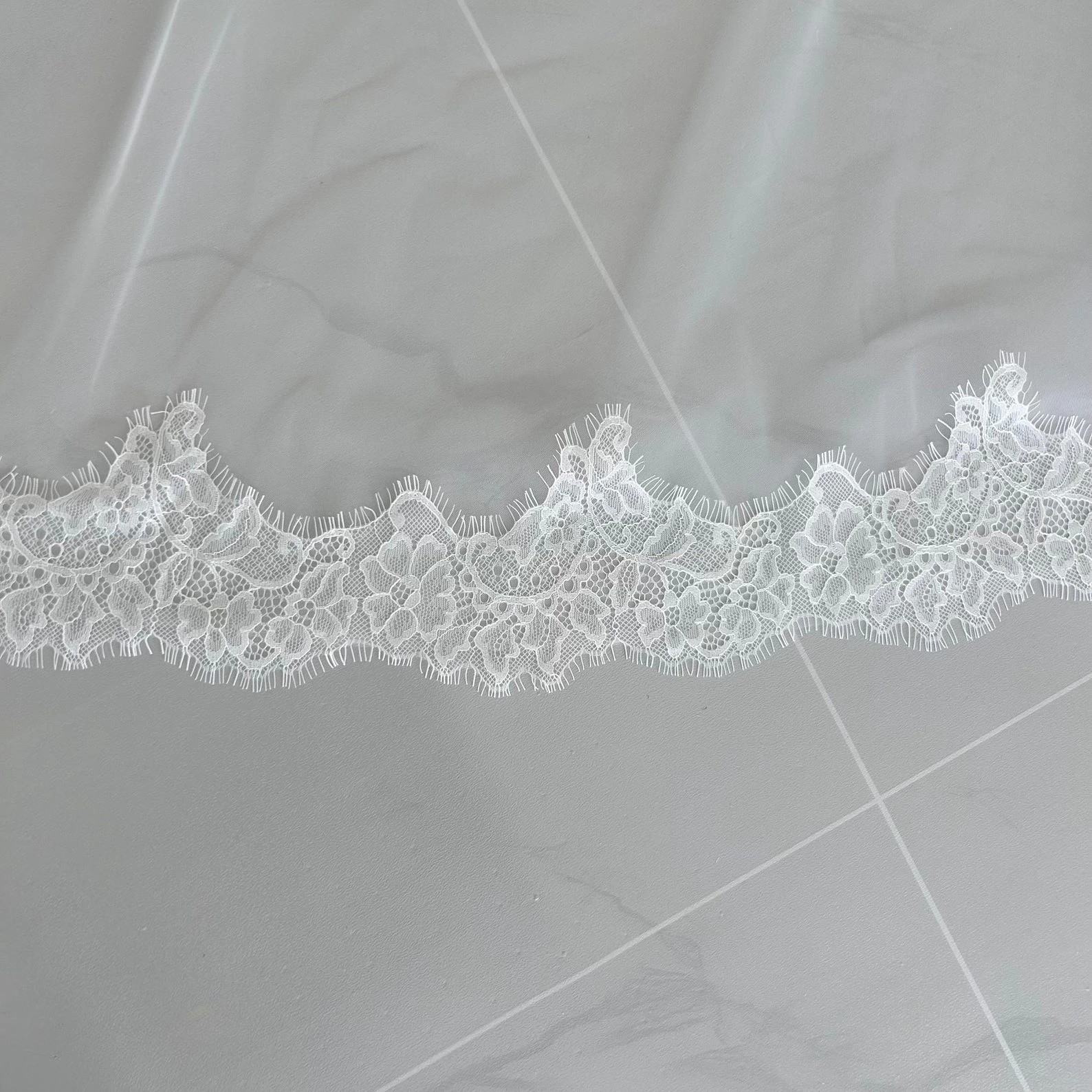 

Wedding Accessories Bridal Veil With Lace Soft Mantila Lace Edge High Quality Handmade Customization