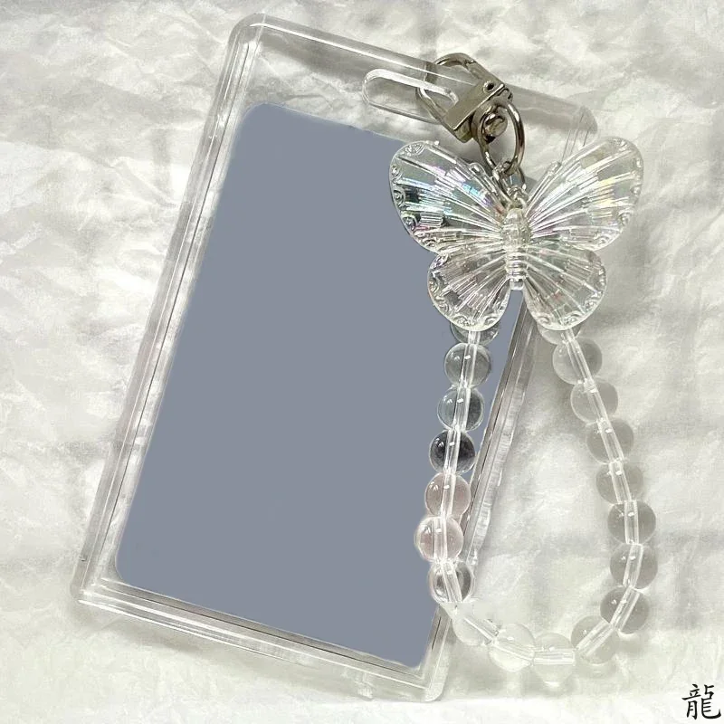 Crystal Butterfly 3 Inch Acrylic Card Holder Photocards Display Credit ID Bank Card Protective Case Keychain Pendant Fashion