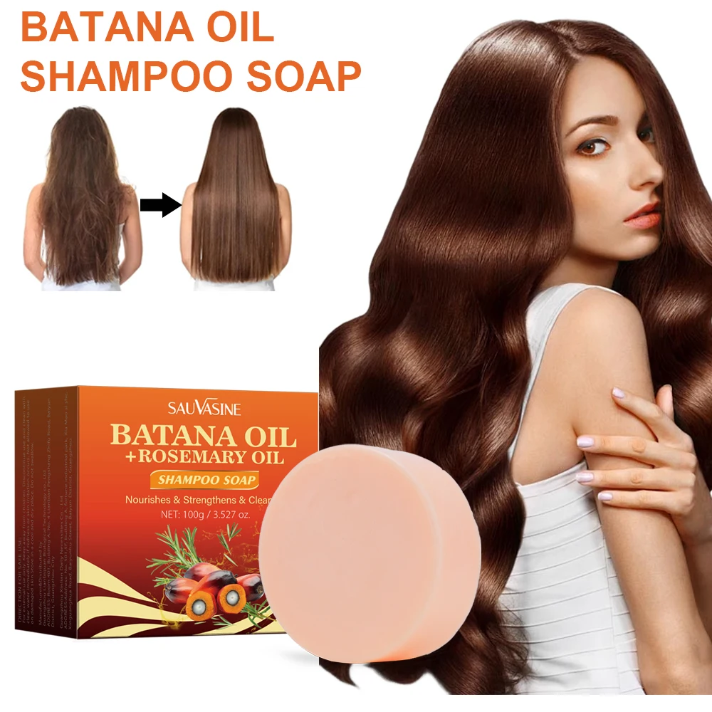 

100g Batana Oil & Rosemary Oil Shampoo Soap Repair Damaged Hair Strengthen Hair Roots Smooth and Volumize Rosemary Shampoo Bar